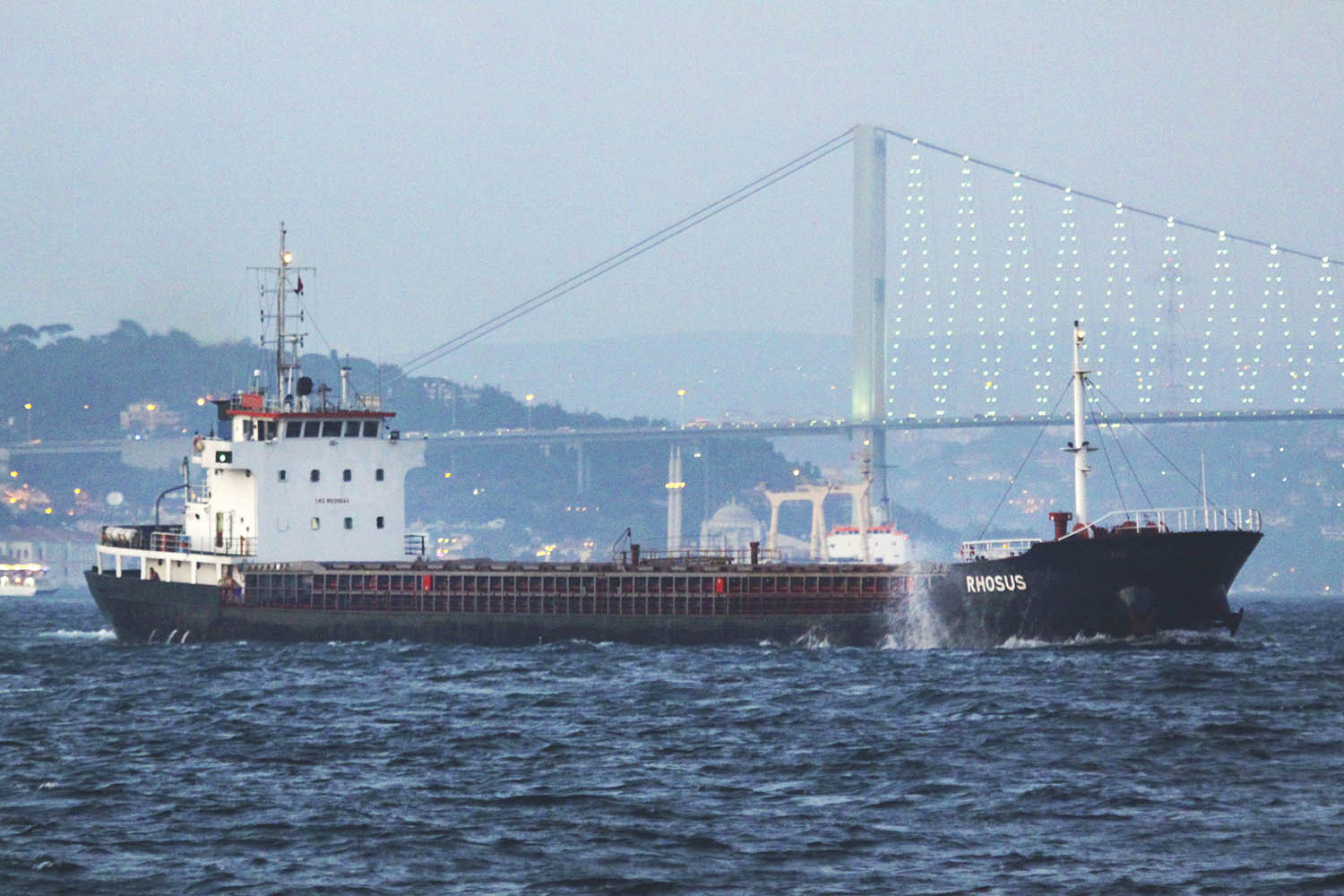 FILED - 14 August 2010, Turkey, Istanbul: The freighter Rhosus sets course for the Mediterranean off Istanbul. After the heavy explosion in the port of Beirut with more than 130 dead, the former owner of a freighter does not feel responsible. His Moldovan-flagged ship "Rhosus" is said to have brought large quantities of ammonium nitrate to Lebanon, which is thought to be responsible for the explosion at the port. (to dpa "Explosion in Beirut: ex-ship owner denies joint responsibility") Photo by: Hasenpusch/picture-alliance/dpa/AP Images